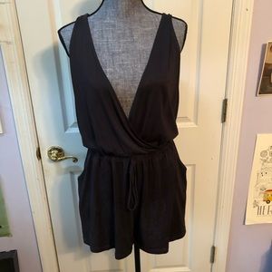 black plunging romper